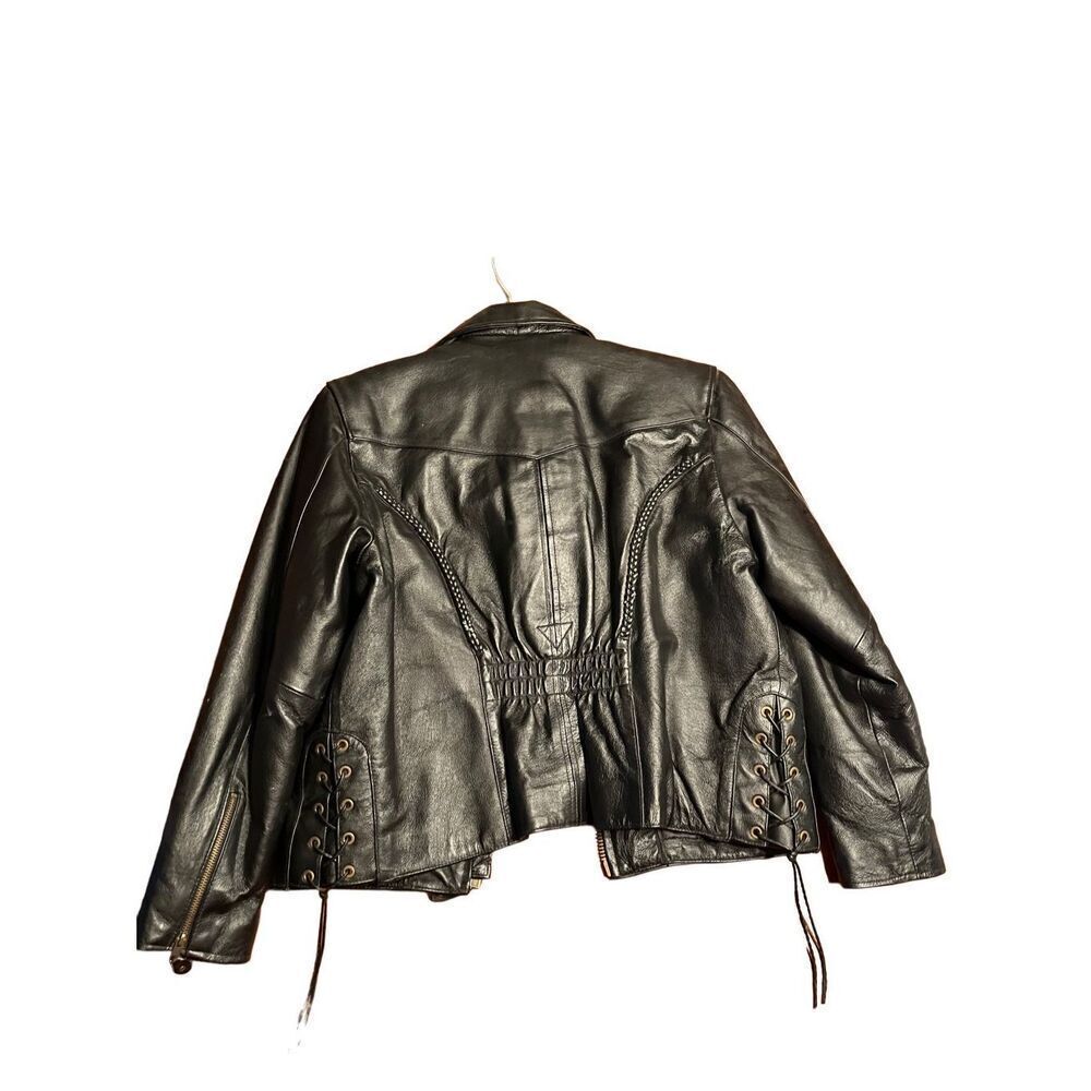 USA Bikers Dream Apparel Women Insulated Black Leather Jacket Sz XL - Picture 2 of 11